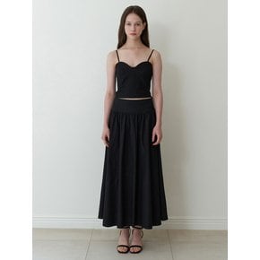 flare long skirt - black