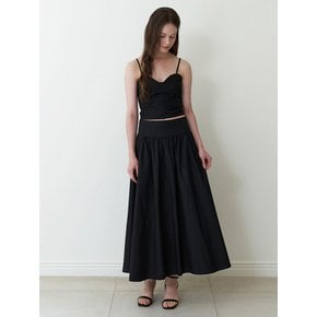 flare long skirt - black