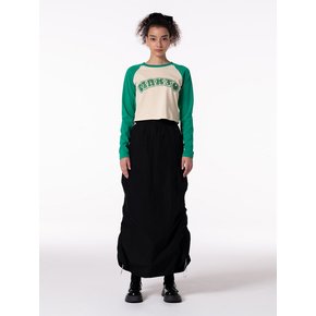 STRING SHIRING DETAIL LONG SKIRT BLACK MBCFSK002BK