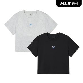 [코리아공식] [MLB] 여성 베이직 에슬레저 크롭 반팔 티셔츠 (2 COLOR)