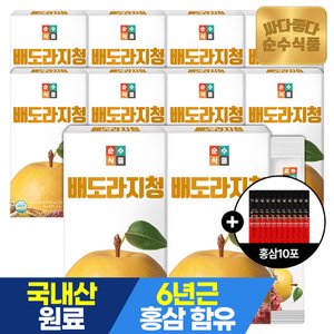 순수식품 [+홍삼10포] 배도라지청 스틱 10박스(300포) / 생강 도라지배즙 배도라지즙 도라지배청