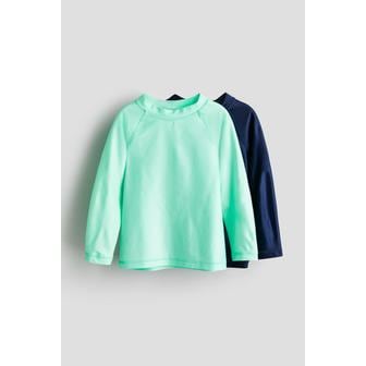 H&M UPF 50 래쉬가드 2피스 세트 민트 그린/네이비 블루 1041728005