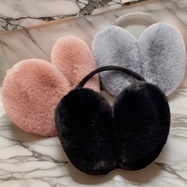 [옷자락] 여자 한파 겨울 소프트퍼 따뜻한 분홍색 귀마개