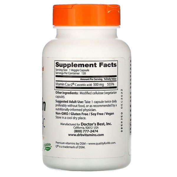 닥터스 베스트 비타민C Q-C함유 Quali-C 500mg 120베지캡슐 X 2통