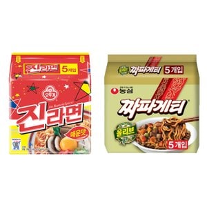 농심 오뚜기 진라면 매운맛 멀티 5입 4봉 + 농심 짜파게티 멀티 5입 4봉