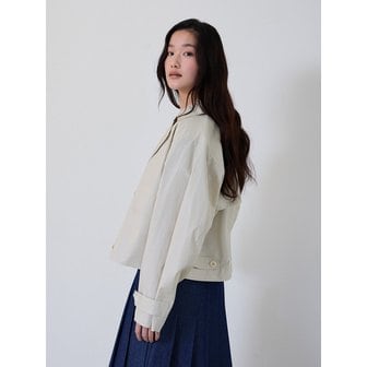 더엘로 Coated Double Crop Jacket (Ivory)