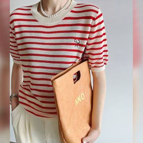 디벨 진주 스트라이트 반팔 니트_P365138733