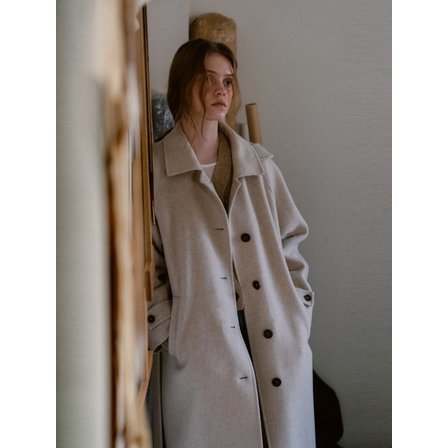 UNNOUT CASHMERE HANDMADE MAC TRENCH COAT OATMEAL BEIGE