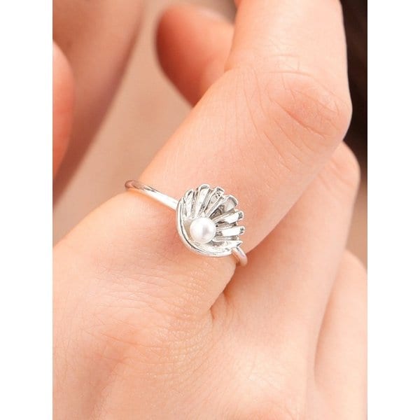 925silver Love tear shell Ring