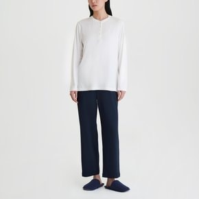 여 피치스킨 긴팔 파자마 티셔츠 (WHITE / BEIGE / NAVY)