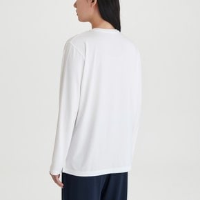 여 피치스킨 긴팔 파자마 티셔츠 (WHITE / BEIGE / NAVY)