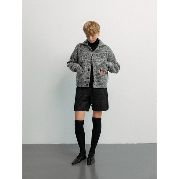 Wool boucle collared crop jacket_Marble