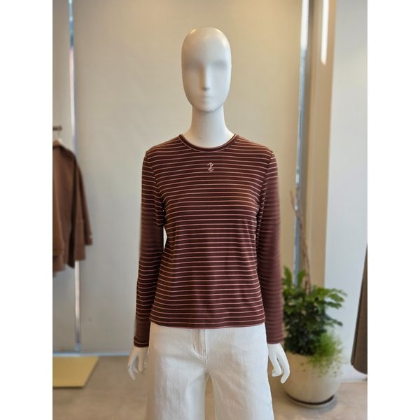 [여주점] [더 아이잗] 여성 스트라이프 로고 자수 티셔츠 (IRCM0TS871)