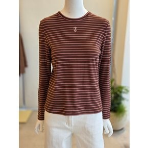 [여주점] [더 아이잗] 여성 스트라이프 로고 자수 티셔츠 (IRCM0TS871)