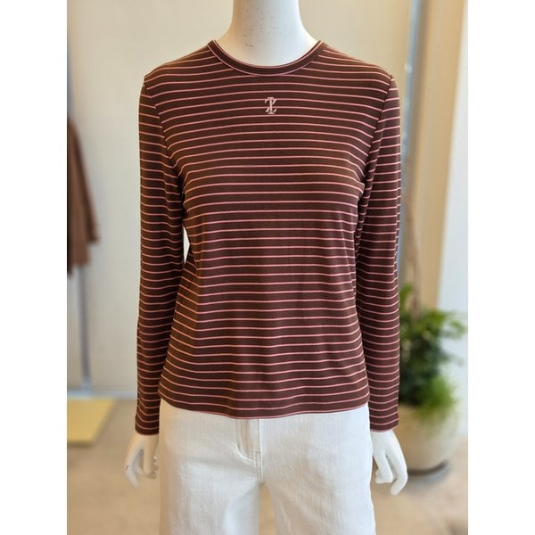 [여주점] [더 아이잗] 여성 스트라이프 로고 자수 티셔츠 (IRCM0TS871)