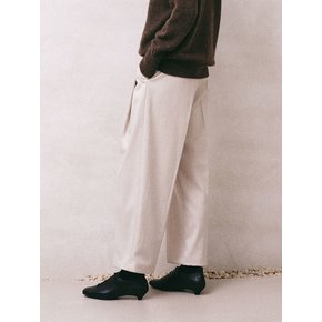 Round Tuck Wool Pants (Oatmeal)