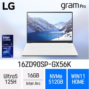 LG전자 그램 프로16 16ZD90SP-GX56K - 램 16GB/NVMe 512GB/윈도우11홈