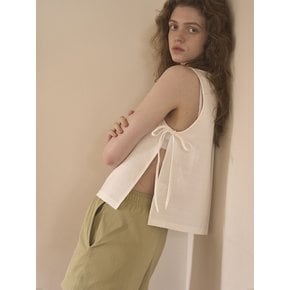 Side ribbon sleeveless_ivory