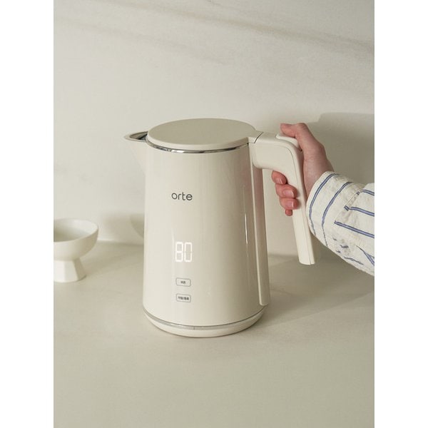 올스텐 스마트 전기포트 보온 분유 커피 온도조절 주전자 1L 크림화이트/샌드그레이