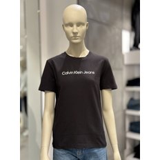 [여주점] CKJ 캘빈클라인 여성 기본로고 스트레이트핏 라운드넥 반팔 티셔츠 (J219146-BEH)