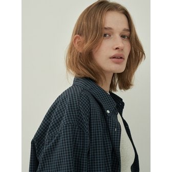 모트 버튼 다운 체크 셔츠-Vintage Green