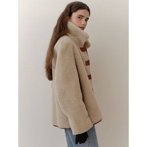 wool shearing reversible half coat (beige)