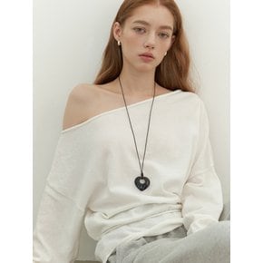 블랙 홀 하트 레더 롱 목걸이 NZ2601