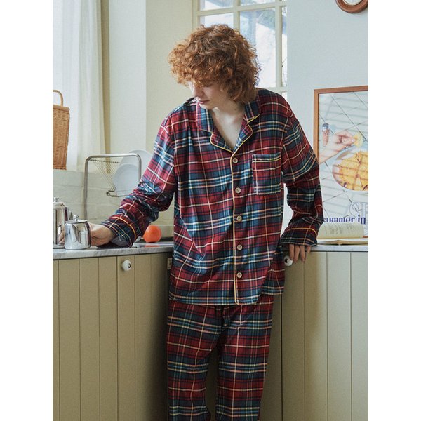 드맨시 긴팔 남성페어 딥레드 (피치기모)