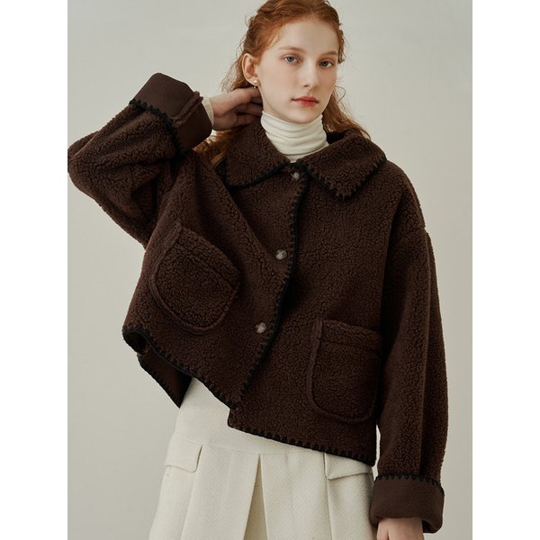 Kady fleece short jacket - brown