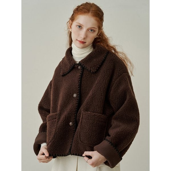 Kady fleece short jacket - brown