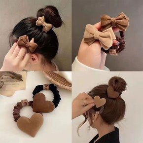 여성 데일리 초콜렛 스웨이드장식 헤어끈
