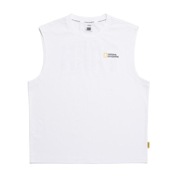 [부산점] N252MTS093 010 내셔널지오그래픽 크로우 COOL MAX 레터링 세미오버핏 민소매 티셔츠