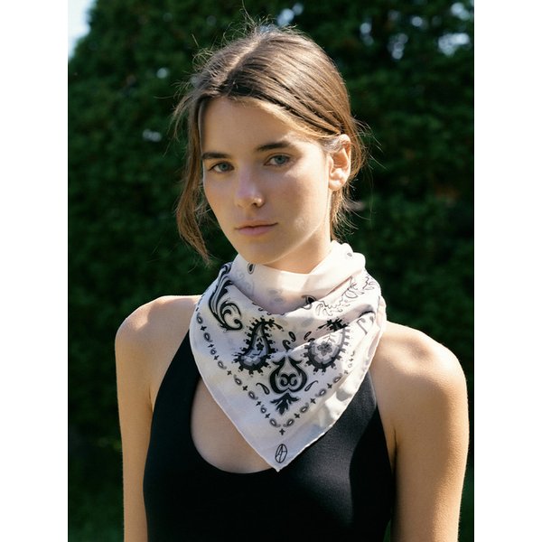 Cotton Paisley Bandana Scarf - White