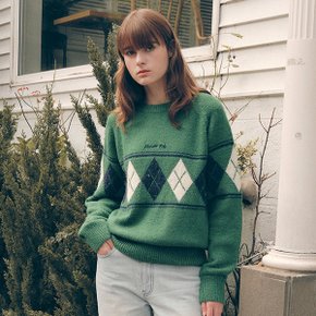 ARGYLE KNIT PULLOVER GREEN