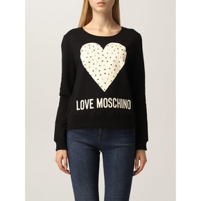 Love Moschino 크루넥 면 스웨트셔츠 (라지 프린트 포함) - 스웨터 - 블랙