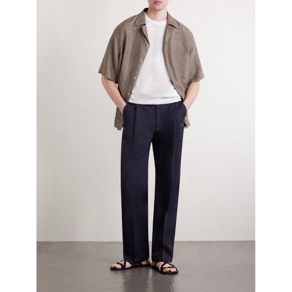 코튼 리넨 블렌드 개버딘 트라우저 46376663163009004