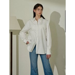 Sleeve ribbon lip pocket shirts - white