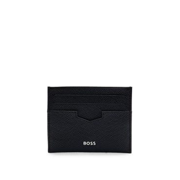 BOSS [SU25] 메탈 로고 레터링 엠보싱 레더 카드 홀더 블랙(50513638001)