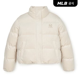 MLB [코리아공식] 여성 다이아 모노그램 톤톤벨벳 크롭패딩 NY (D.Cream)