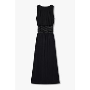 여성 글로시 슬리브리스 롱 드레스 A125108502000