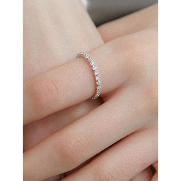 [925 silver] Flower white tennis ring 1.5mm (White) BH7R61700W9
