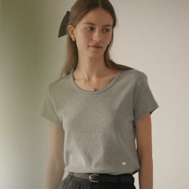 노운베러 Floral eyelet romantic T-shirt_Gray