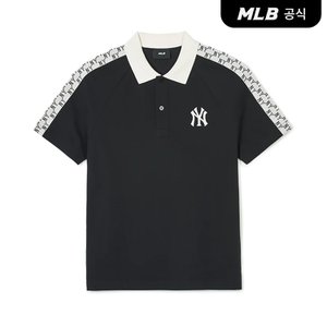 MLB [코리아공식]모노그램 부분패턴 카라 티셔츠 NY (Black)