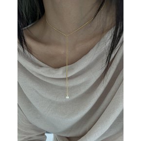 [925silver] Point pearl long necklace (2color)