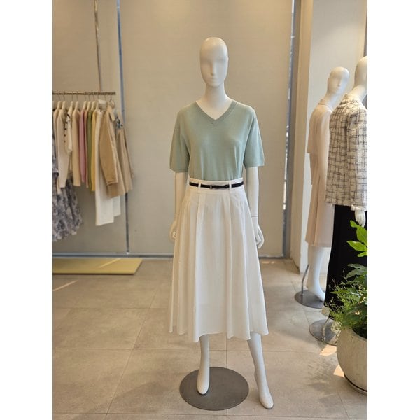 [여주점] [더 아이잗] 여성 하프 슬리브 브이넥 풀오버 니트(IS3M1PO851)