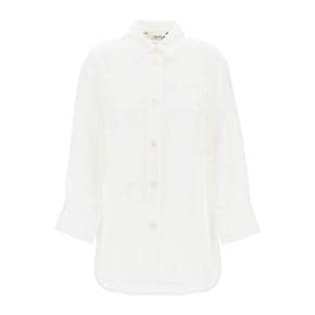 여성 daria linen shirt with three quarter sleeves White