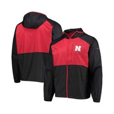 맨즈 블랙, 스칼렛 Nebraska Huskers 플래쉬 Forward 후디 후드티 풀 집업 윈드브레이