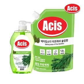 아키스 베이킹소다 솔잎 주방세제 용기 780ml x1개+리필 1200ml x1개