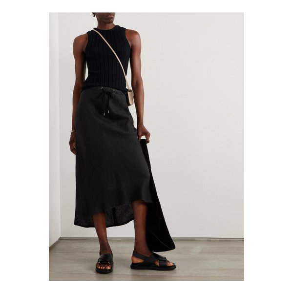 서프사이드 비대칭 리넨 스커트 블랙 1647597333072841