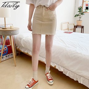 컷팅 코튼 미니 스커트 A라인 빅사이즈 면 치마  3color _P079585472